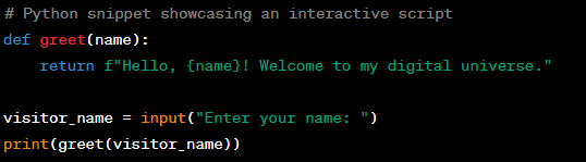 Python snippet showcasing an interactive script